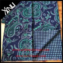 Paisley geométrica reversible bufanda impresa para hombres en azul verde traje de negocios bufanda